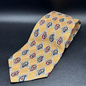 Gitman Bros Tie Men's 59" Length 4" Width Yellow Paisley Print 100% Pure Silk